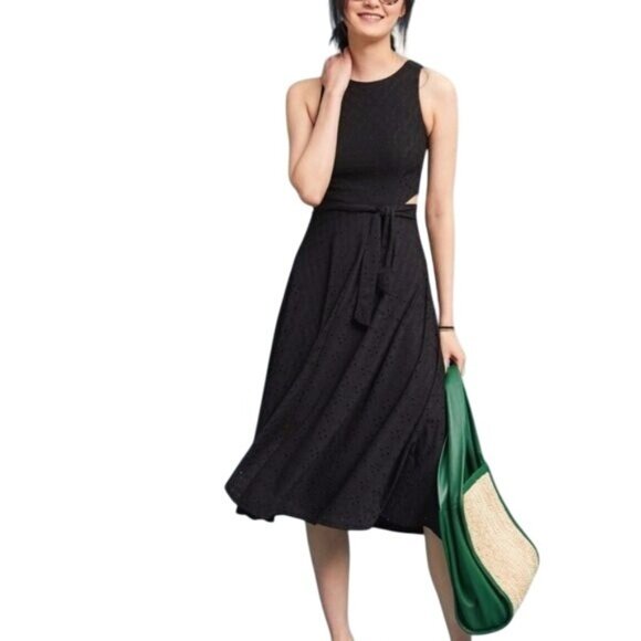 Anthropologie Hutch Algarve Eyelet Cut Out Midi Dress Womens Size SP Party Boho - Picture 1 of 10